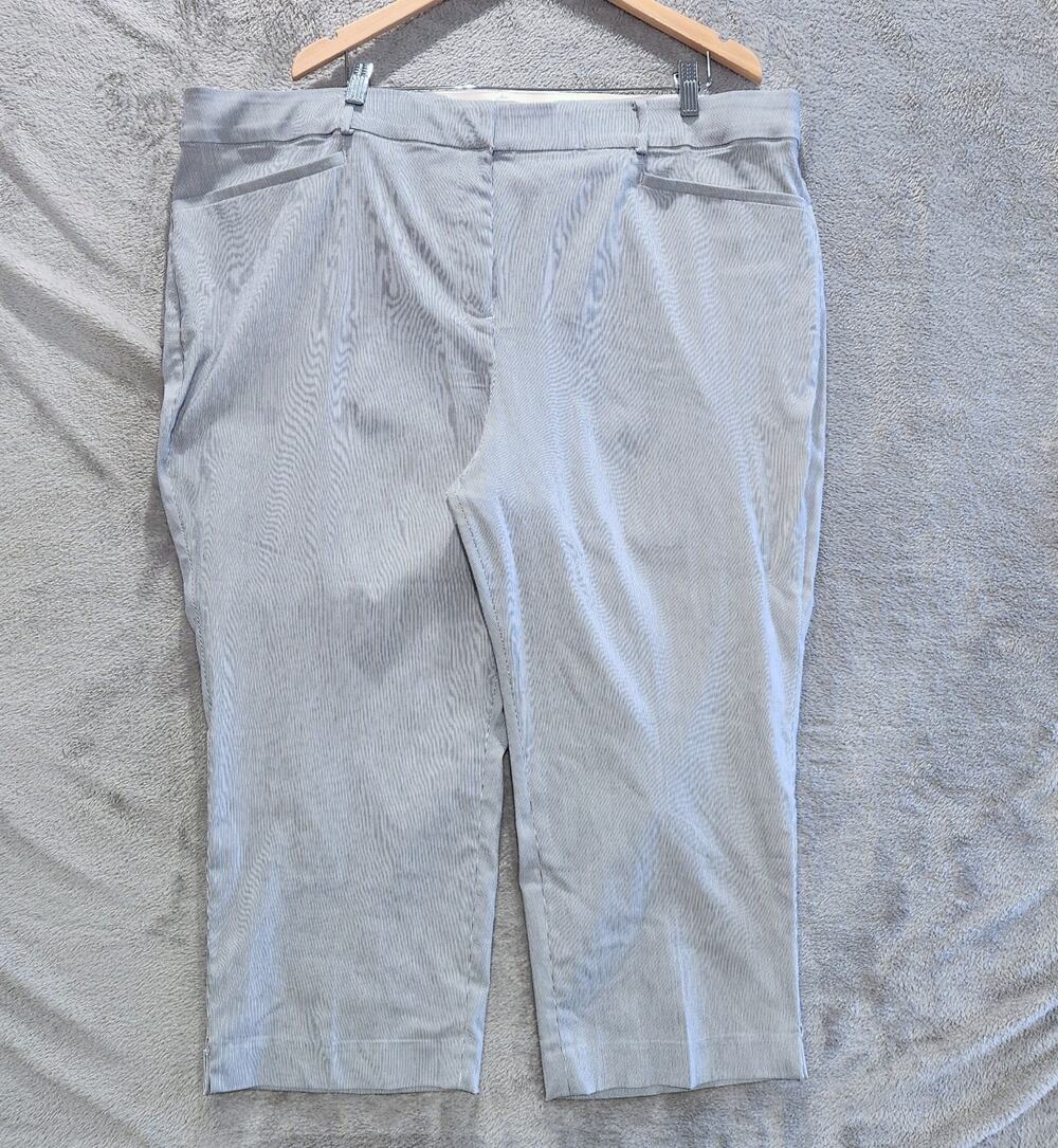 Lane Bryant Black White Striped 4 Season Slim Capri Seersucker Pants Size 26